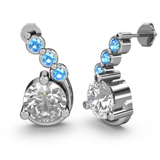 Lilya Küpe - Swarovski ve akuamarin 14 ayar beyaz altın küpe #wktua3