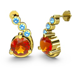 Sitrin ve akuamarin 8 ayar altın küpe