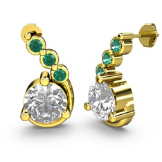 Lilya Küpe - Swarovski ve yeşil kuvars 14 ayar altın küpe #wstq9p