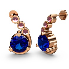 Lilya Küpe - Lab safir ve kök yakut 14 ayar rose altın küpe #wzpo3v