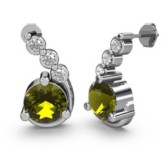 Lilya Küpe - Peridot ve swarovski 14 ayar beyaz altın küpe #x5tp75