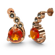 Lilya Küpe - Sitrin ve dumanlı kuvars 18 ayar rose altın küpe #xemwcy