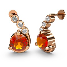 Lilya Küpe - Sitrin ve swarovski 18 ayar rose altın küpe #xkevla