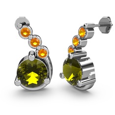 Lilya Küpe - Peridot ve sitrin 14 ayar beyaz altın küpe #xtg7q