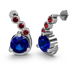 Lab safir ve garnet 925 ayar gümüş küpe