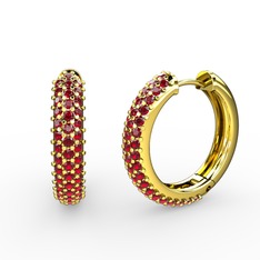 Garnet 14 ayar altın küpe