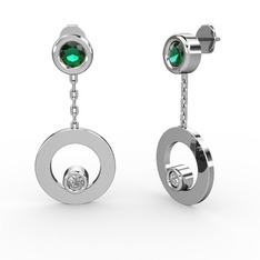 Yeşil kuvars ve swarovski 18 ayar beyaz altın küpe