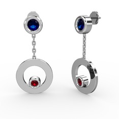 Melina Küpe - Lab safir ve garnet 18 ayar beyaz altın küpe #10jqo28