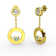 Melina Küpe - Swarovski ve akuamarin 925 ayar altın kaplama gümüş küpe #10mtk0b