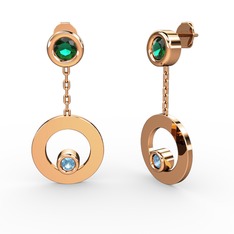 Melina Küpe - Yeşil kuvars ve akuamarin 925 ayar rose altın kaplama gümüş küpe #11douxd