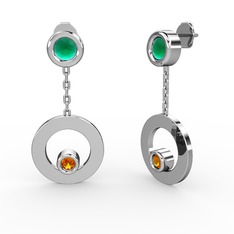 Melina Küpe - Kök zümrüt ve sitrin 925 ayar gümüş küpe #12wsj5x