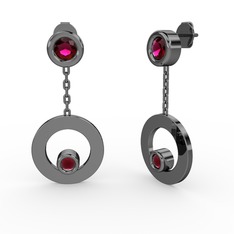 Melina Küpe - Rodolit garnet ve kök yakut 925 ayar siyah rodyum kaplama gümüş küpe #12ynqi5