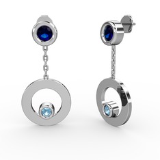 Melina Küpe - Lab safir ve akuamarin 8 ayar beyaz altın küpe #14lxcxd