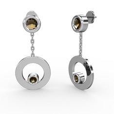 Melina Küpe - Dumanlı kuvars 8 ayar beyaz altın küpe #180505l