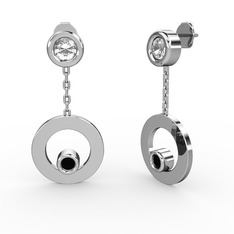 Melina Küpe - Beyaz zirkon ve siyah zirkon 18 ayar beyaz altın küpe #1eq7cjz