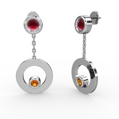 Melina Küpe - Kök yakut ve sitrin 18 ayar beyaz altın küpe #1fj96do