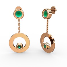 Melina Küpe - Kök zümrüt ve yeşil kuvars 8 ayar rose altın küpe #1fwj7l6