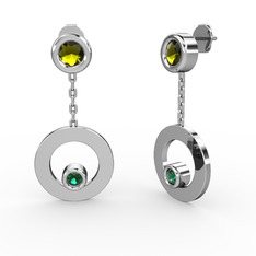 Melina Küpe - Peridot ve yeşil kuvars 8 ayar beyaz altın küpe #1jk0nsn