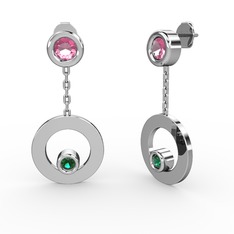 Melina Küpe - Pembe kuvars ve yeşil kuvars 8 ayar beyaz altın küpe #1jxc8yy