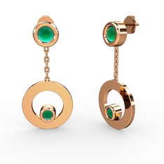 Melina Küpe - Kök zümrüt 14 ayar rose altın küpe #1k8dmeu