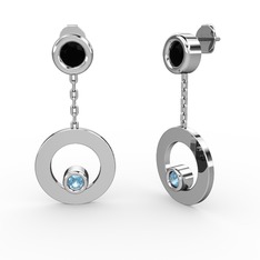 Melina Küpe - Siyah zirkon ve akuamarin 925 ayar gümüş küpe #1kud60c