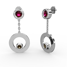 Melina Küpe - Rodolit garnet ve dumanlı kuvars 925 ayar gümüş küpe #1m11kxj