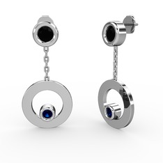 Melina Küpe - Siyah zirkon ve lab safir 18 ayar beyaz altın küpe #1mdb09g