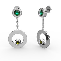 Yeşil kuvars ve peridot 8 ayar beyaz altın küpe