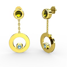 Melina Küpe - Peridot ve akuamarin 8 ayar altın küpe #1pv8fdm