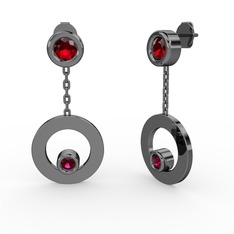 Garnet ve rodolit garnet 925 ayar siyah rodyum kaplama gümüş küpe