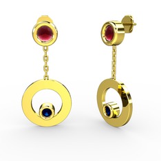 Melina Küpe - Kök yakut ve lab safir 14 ayar altın küpe #1qta43y