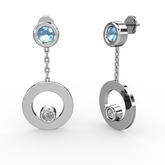 Melina Küpe - Akuamarin ve beyaz zirkon 925 ayar gümüş küpe #1r4w2wx