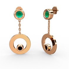 Melina Küpe - Kök zümrüt ve siyah zirkon 8 ayar rose altın küpe #1rfs8oc