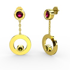 Rodolit garnet ve peridot 8 ayar altın küpe