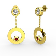 Pırlanta ve garnet 18 ayar altın küpe (0.22 karat)