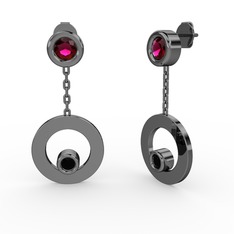 Melina Küpe - Rodolit garnet ve siyah zirkon 925 ayar siyah rodyum kaplama gümüş küpe #1wgl3zw