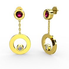 Melina Küpe - Rodolit garnet ve swarovski 925 ayar altın kaplama gümüş küpe #1yhots2