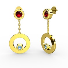 Melina Küpe - Garnet ve akuamarin 925 ayar altın kaplama gümüş küpe #1yyofxh