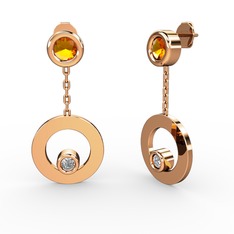 Melina Küpe - Sitrin ve beyaz zirkon 14 ayar rose altın küpe #3h0ovf