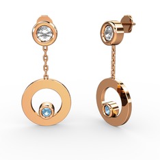 Melina Küpe - Swarovski ve akuamarin 8 ayar rose altın küpe #5i3pc3