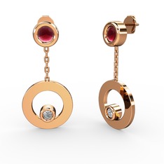 Melina Küpe - Kök yakut ve swarovski 18 ayar rose altın küpe #5qqeom