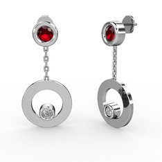 Melina Küpe - Garnet ve swarovski 14 ayar beyaz altın küpe #7cg510