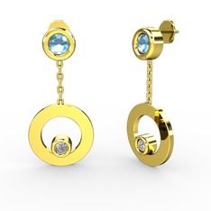 Melina Küpe - Akuamarin ve swarovski 925 ayar altın kaplama gümüş küpe #8l26no