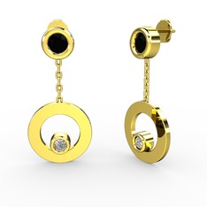 Siyah zirkon ve swarovski 14 ayar altın küpe