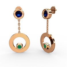 Melina Küpe - Lab safir ve kök zümrüt 8 ayar rose altın küpe #awom6r