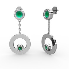 Melina Küpe - Kök zümrüt ve yeşil kuvars 8 ayar beyaz altın küpe #c4cwqj