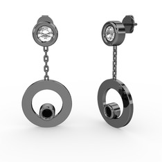 Melina Küpe - Swarovski ve siyah zirkon 925 ayar siyah rodyum kaplama gümüş küpe #cwgx96