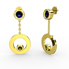 Lab safir ve peridot 18 ayar altın küpe