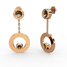 Melina Küpe - Dumanlı kuvars ve peridot 925 ayar rose altın kaplama gümüş küpe #ege9fc