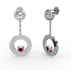 Melina Küpe - Swarovski ve garnet 8 ayar beyaz altın küpe #hohae2